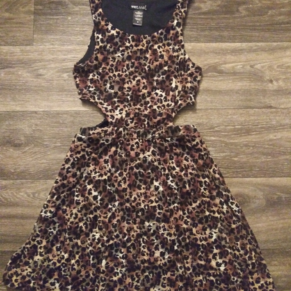 Leopard print cut-out Skater Dress